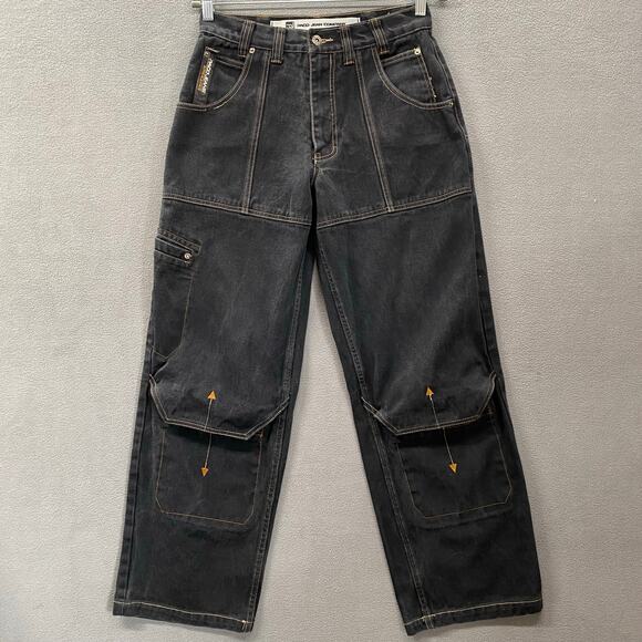 VTG Y2K Paco Jean Company Mens 30x32* Black Baggy Loose Skater Pockets - Picture 1 of 15